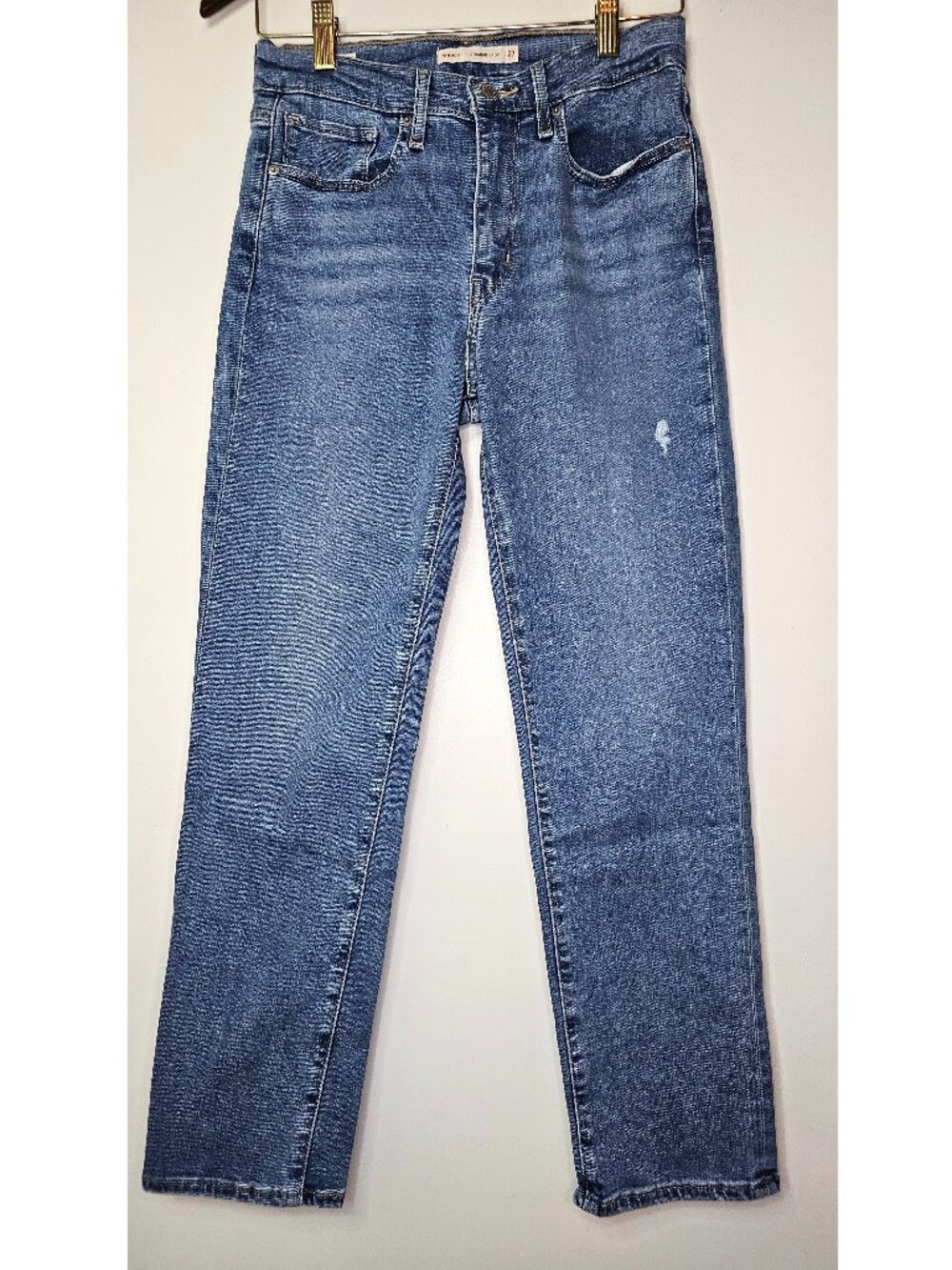 Levi’s Premium 724 High Rise Straight Crop Jeans 27 Light Wash Stretch Denim